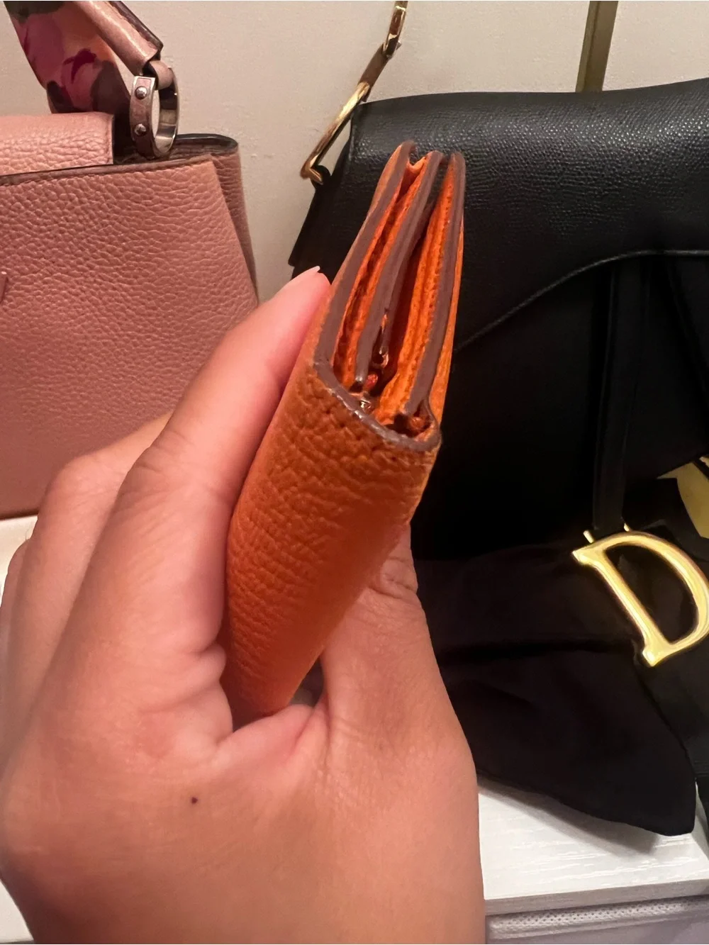 Hermès Bearn Soufflet Wallet Orange Epsom Leather